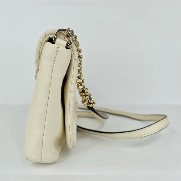 Kate Spade New York Astor Quilted White Leather Chain Crossbody Logo Bag - Picture 7 of 14